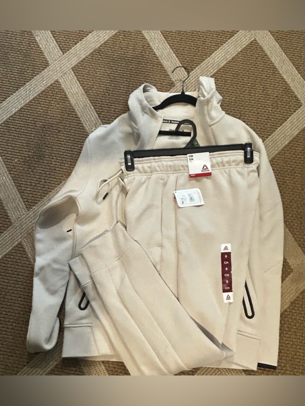 Reebok Slim Fit Light Beige Track Pants and hoodie
